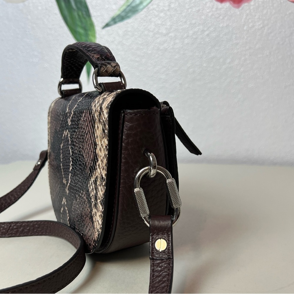 NWOT Vince Camuto Alexi Brown Leather Snake Crossbody - Picture 6 of 15
